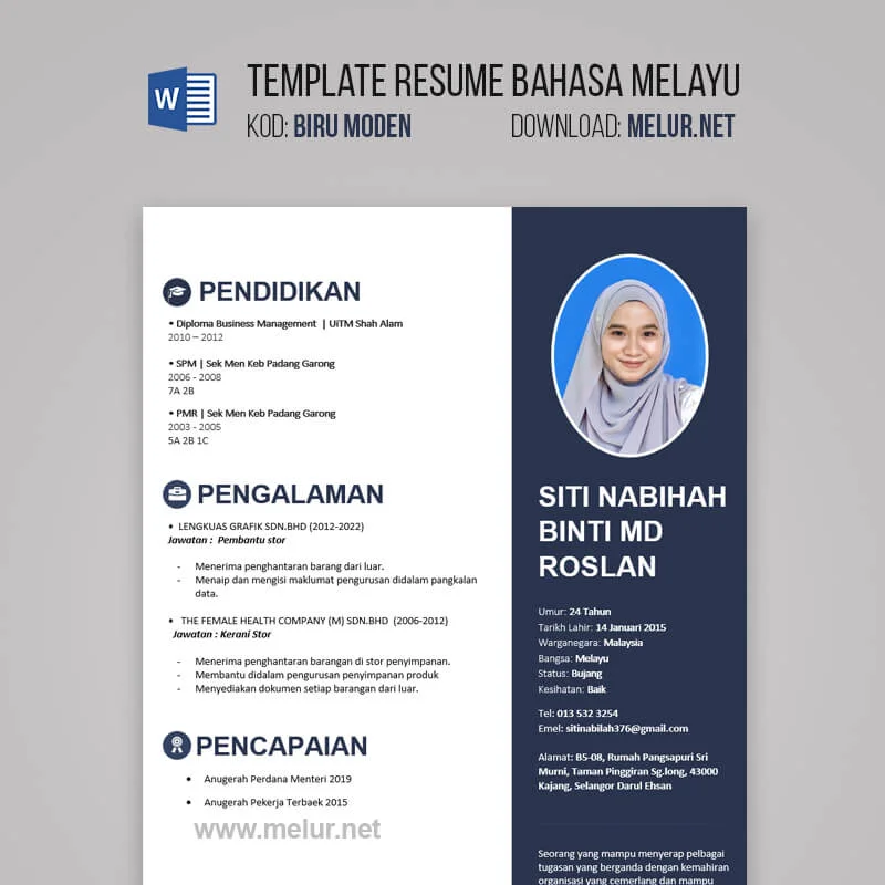 format resume bahasa melayu
